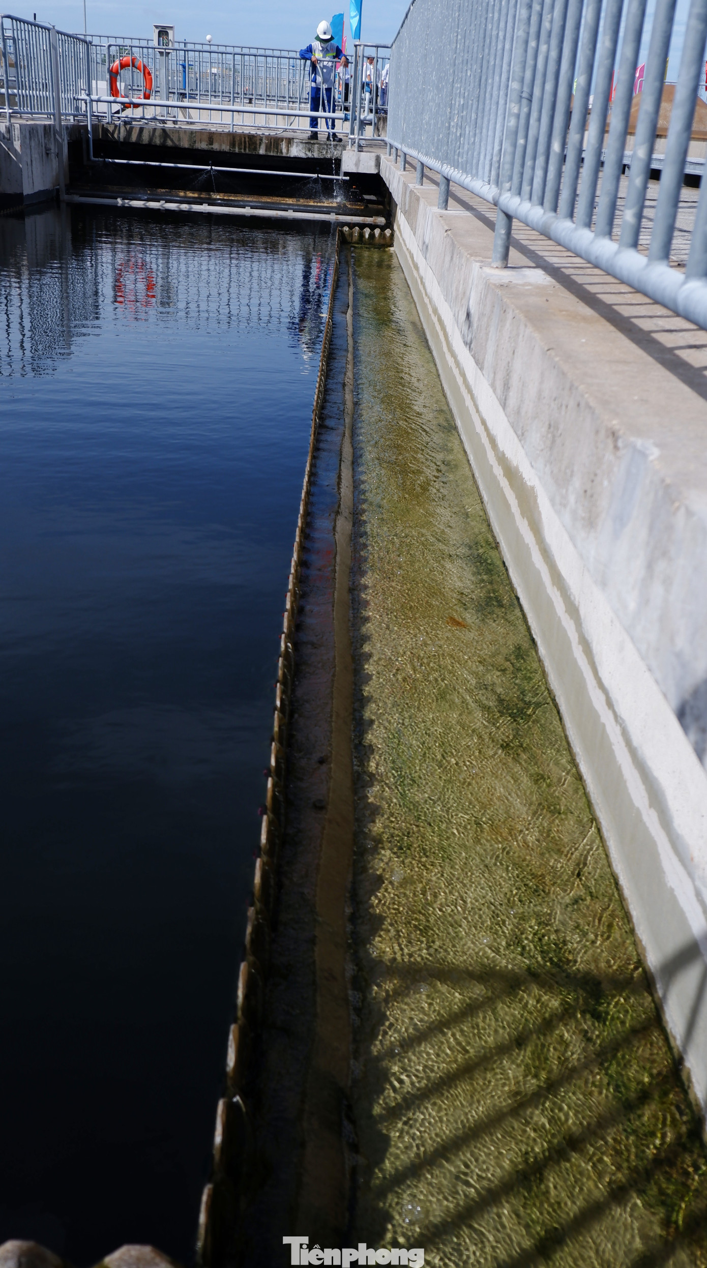 Từ dòng nước đen ngòm đủ loại tạp chất, cặn bẩn bốc mùi hôi thối, qua quá trình lắng lọc và xử lý, nước đã đủ tiêu chuẩn để xả ra môi trường.