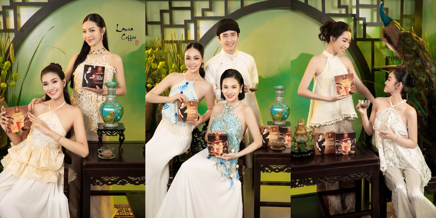 Các thí sinh vui vẻ thưởng thức những ly cà phê Laura Coffee đậm đà và sánh kẹo
