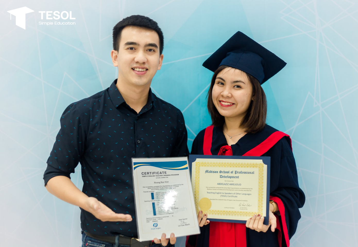 Miss Huyền Phát Âm và thầy Tường - TESOL Trainer tại TSE