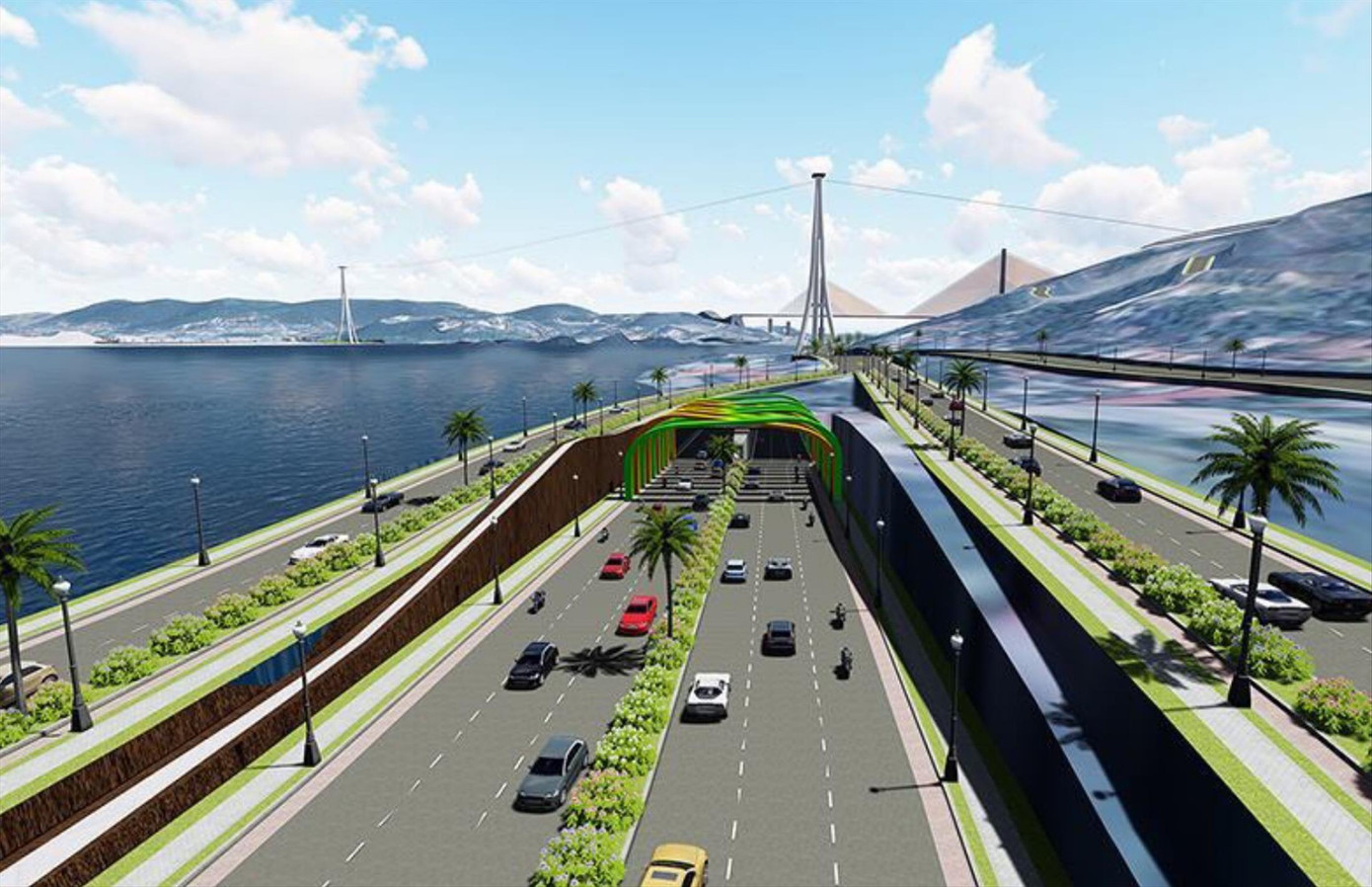 Phối cảnh công trình thế kỷ hầm đường bộ xuyên vịnh Cửa Lục với tổng mức đầu tư gần 10 nghìn tỷ đồng