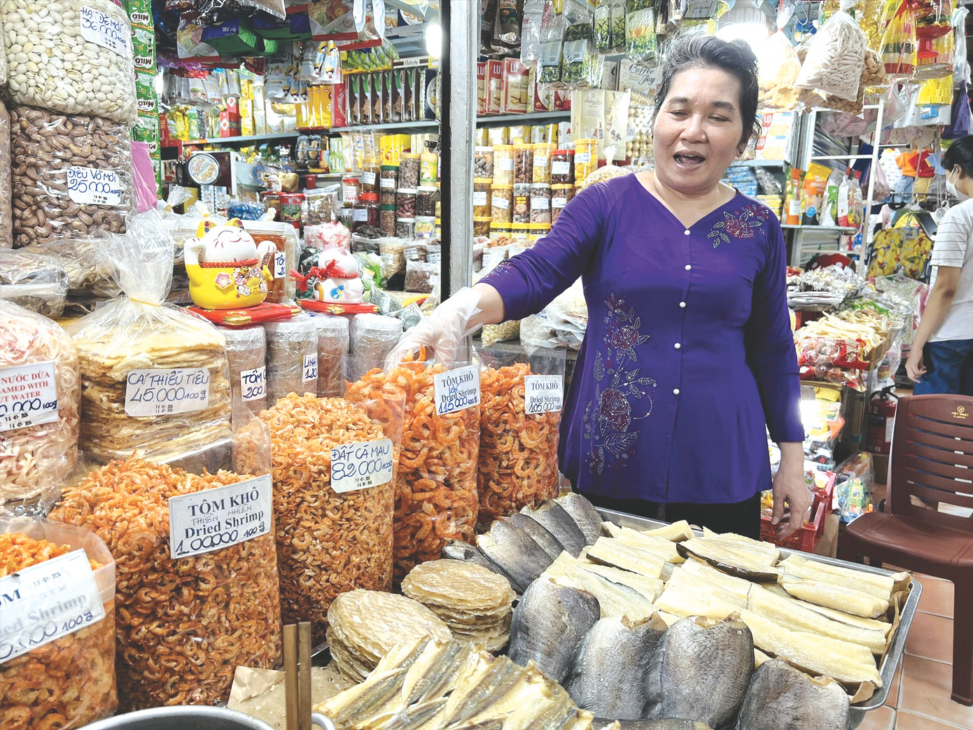 Tiểu thương chợ Tân Định (quận 1) giữ khách bằng uy tín, chất lượng sản phẩm. ảnh: U.P