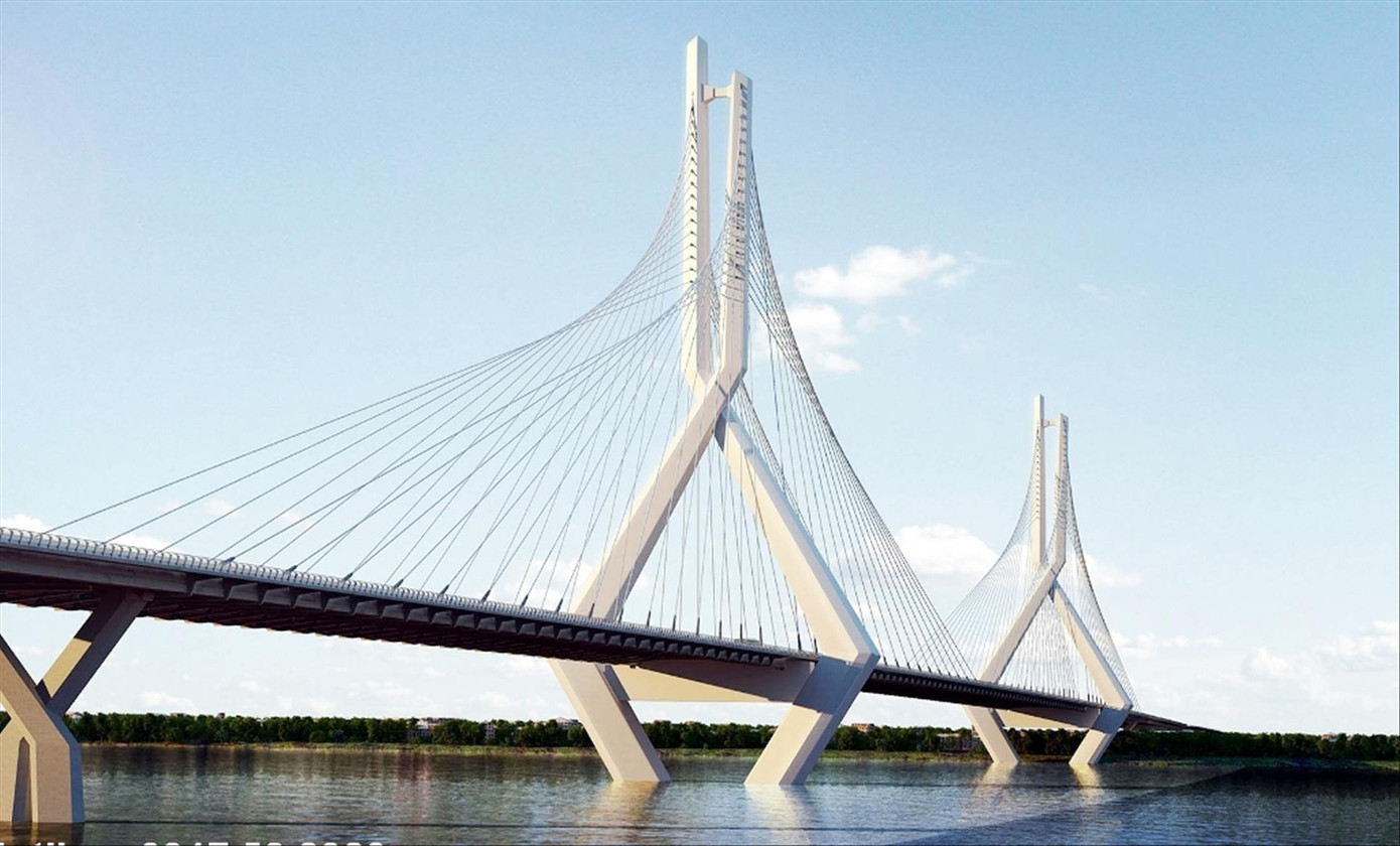 Phối cảnh cầu Tứ Liên có dây văng xoắn chuẩn bị khởi công. Ảnh: Trọng Đảng