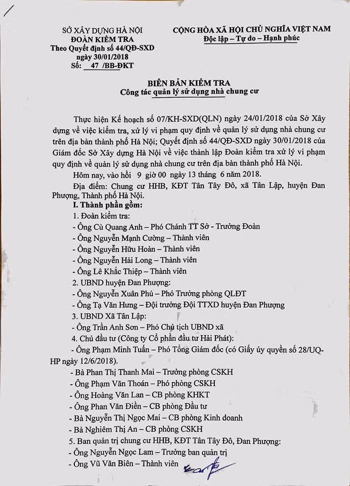 Kiểm tra phát hiện loạt sai phạm tại chung cư HHB Tân Tây Đô ảnh 2