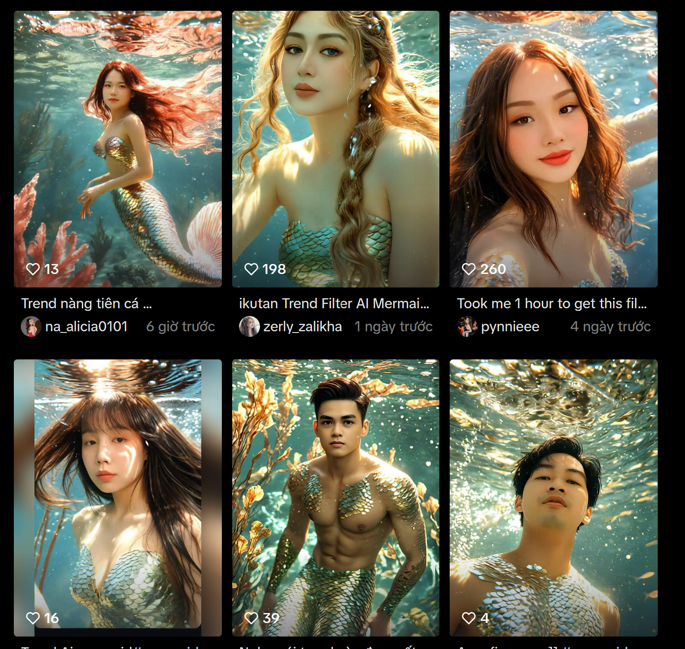Trend AI nàng tiên cá được hàng triệu bạn trẻ dùng mạng xã hội yêu thích, hưởng ứng.