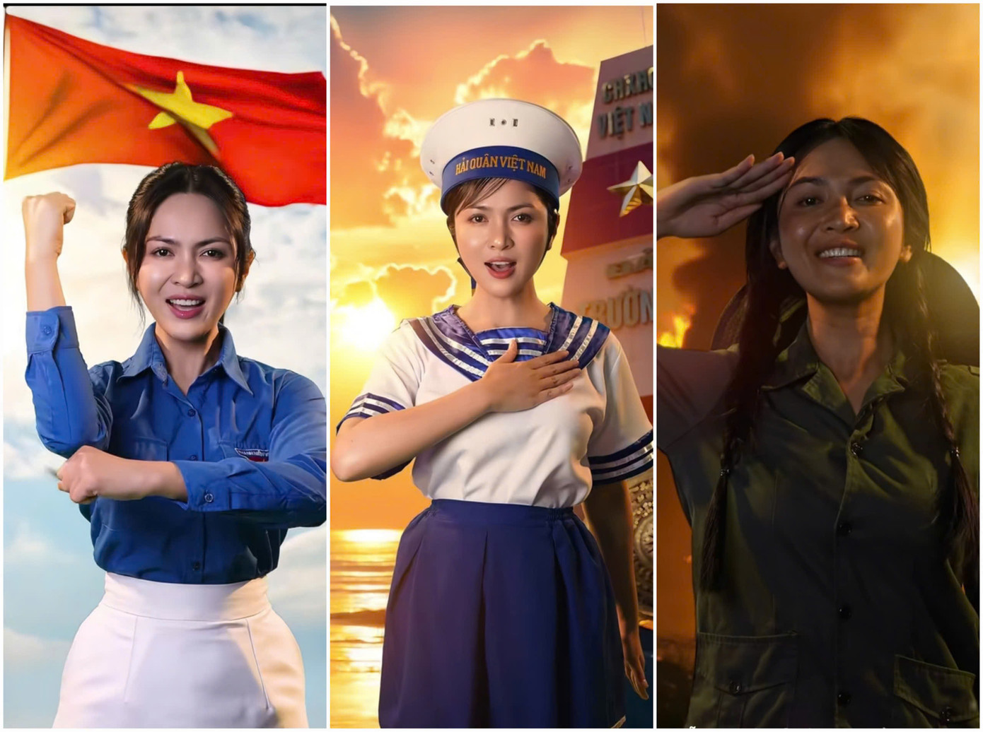 Nữ ca sĩ Nguyễn Duyên Quỳnh và màn "biến hình" đầu tư khi tham gia trào lưu nhảy yêu nước. (Ảnh chụp màn hình)