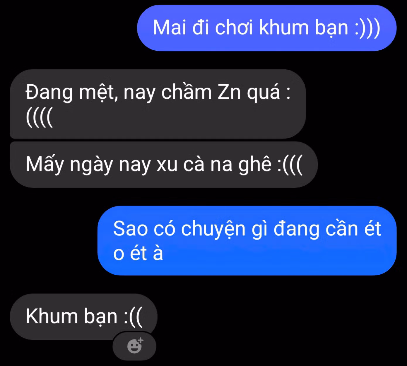 Một đoạn chát của các bạn trẻ sử dụng tiếng lóng. (Ảnh chụp màn hình) Một đoạn chát của các bạn trẻ sử dụng tiếng lóng. (Ảnh chụp màn hình)