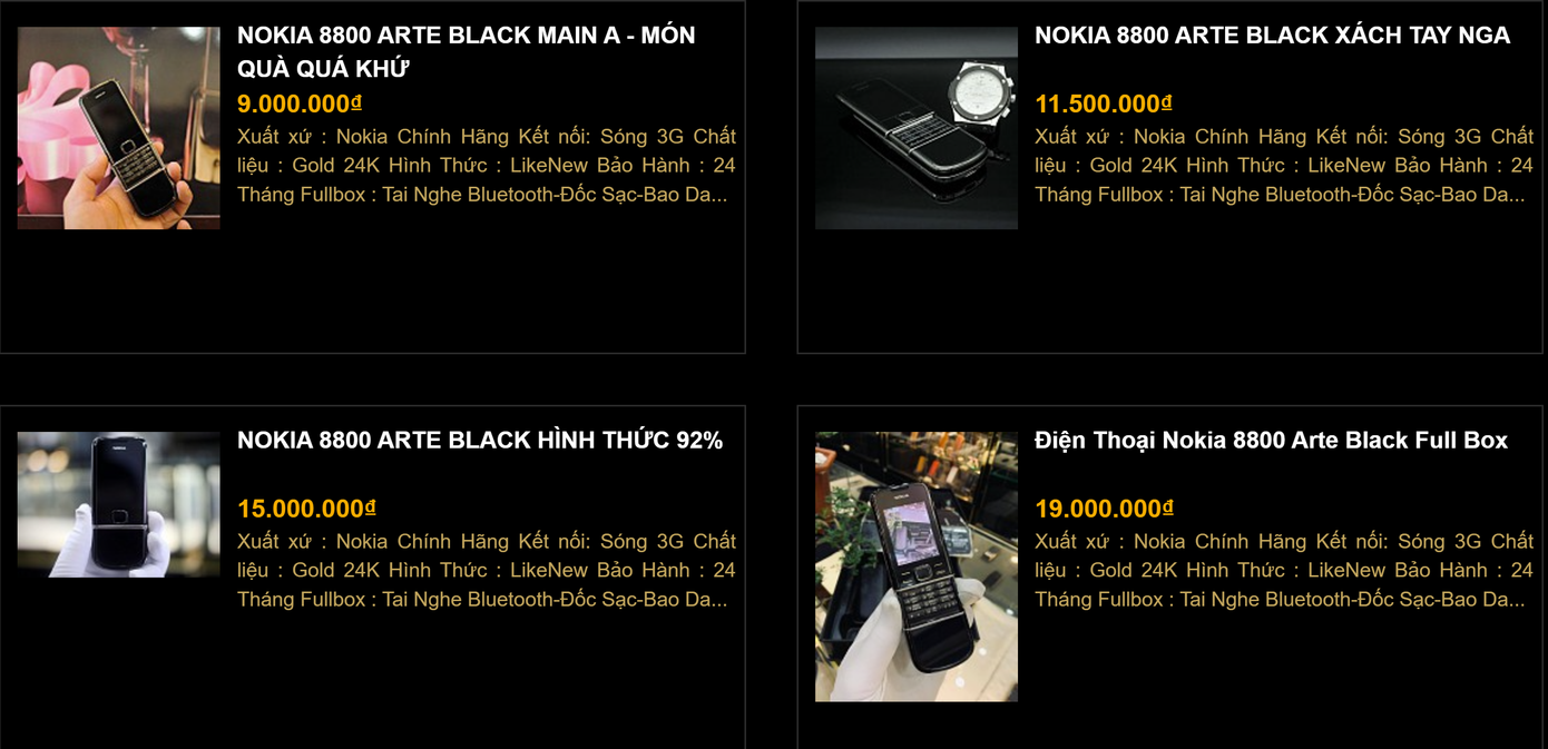 Nhiều dòng điện thoại cơ bản được bán với mức giá ngang ngửa những dòng điện thoại thông minh cao cấp. (Ảnh chụp màn hình)