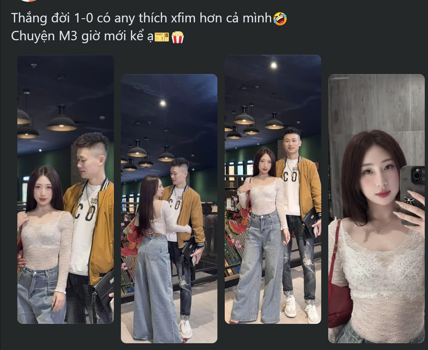 Chị Hà chia sẻ khoảnh khắc "thắng đời 1-0" khi được đi xem phim cùng chồng. (Ảnh chụp màn hình)