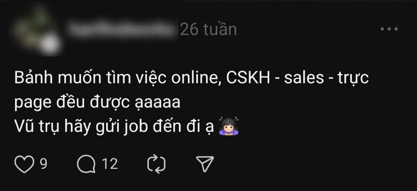 Các bài tìm việc liên tục được biến tấu phù hợp với ngôn ngữ Gen Z. (Ảnh chụp màn hình)