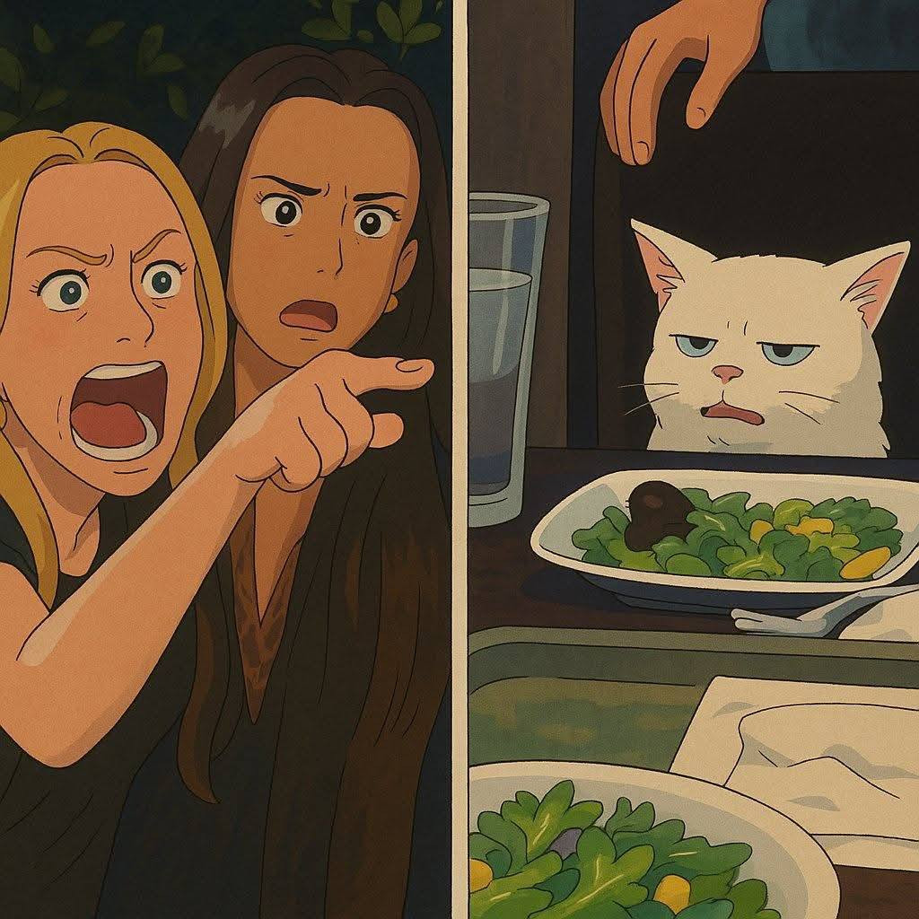 Một meme nổi tiếng cũng được làm theo phong cách Ghibli. (Ảnh: Mạng xã hội)