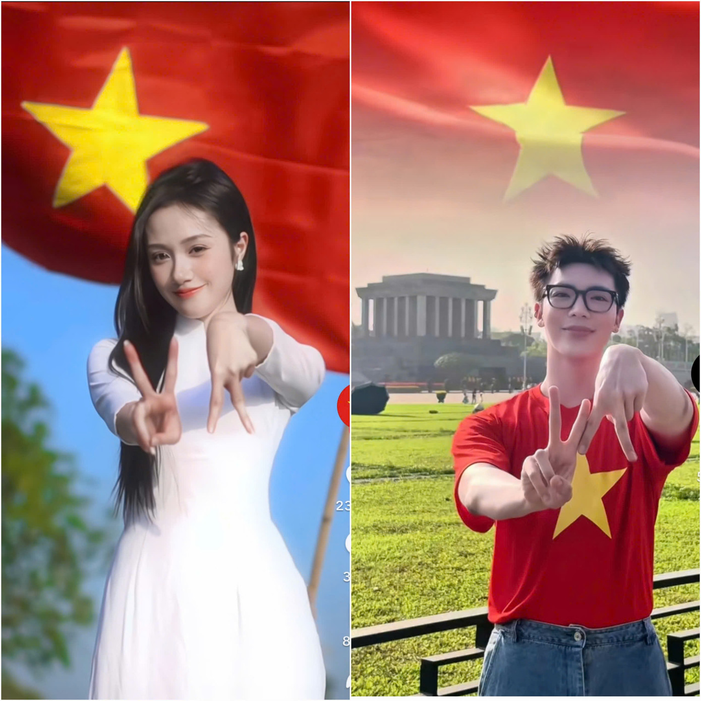 Các TikToker và nghệ sĩ nổi tiếng tham gia trào lưu. (Ảnh chụp màn hình)