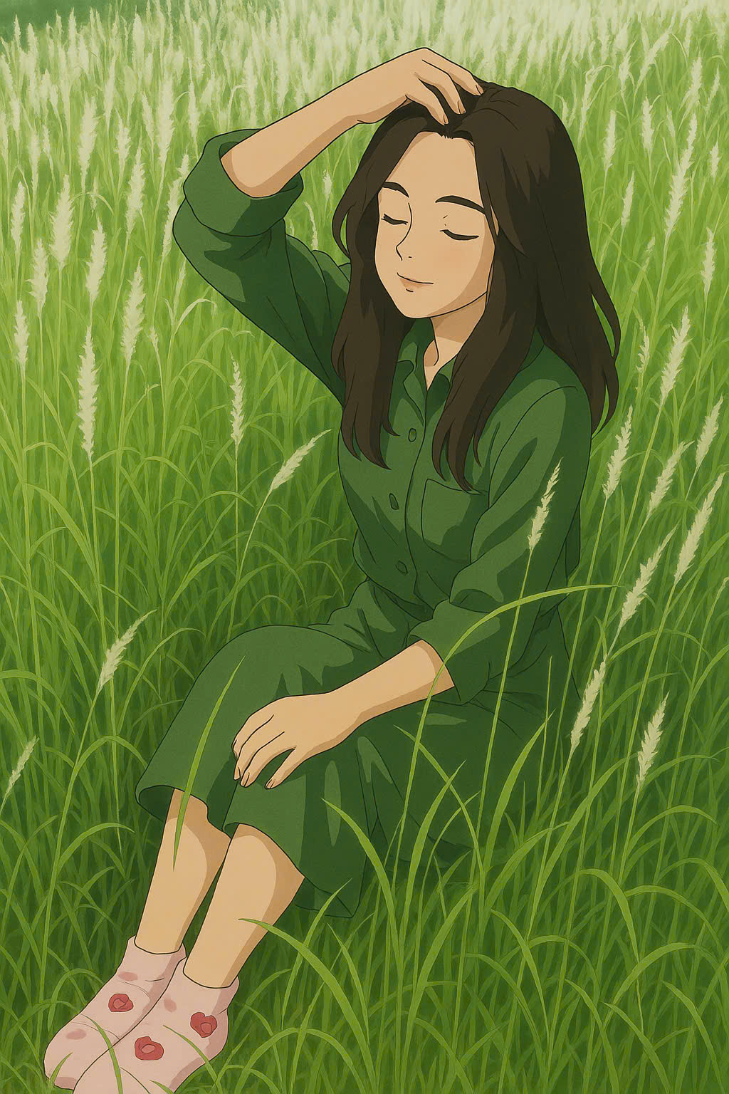 Minh Hạnh và bức ảnh theo phong cách Ghibli của cô nàng. (Ảnh: NVCC)