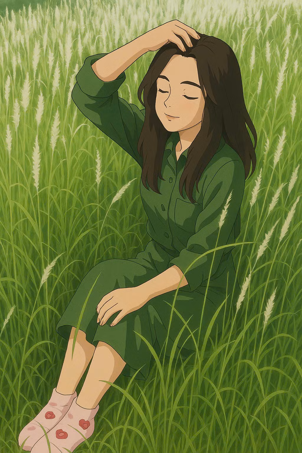 Minh Hạnh và bức ảnh theo phong cách Ghibli của cô nàng. (Ảnh: NVCC)