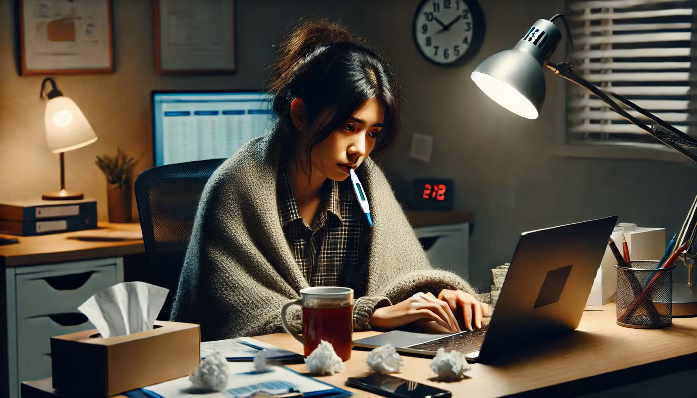 Báo cáo của Tổ chức Y tế Thế giới (WHO) năm 2021 cho thấy, làm việc hơn 55 giờ mỗi tuần làm tăng 35% nguy cơ đột quỵ và 17% nguy cơ tử vong do bệnh tim mạch. (Ảnh minh họa bởi AI)