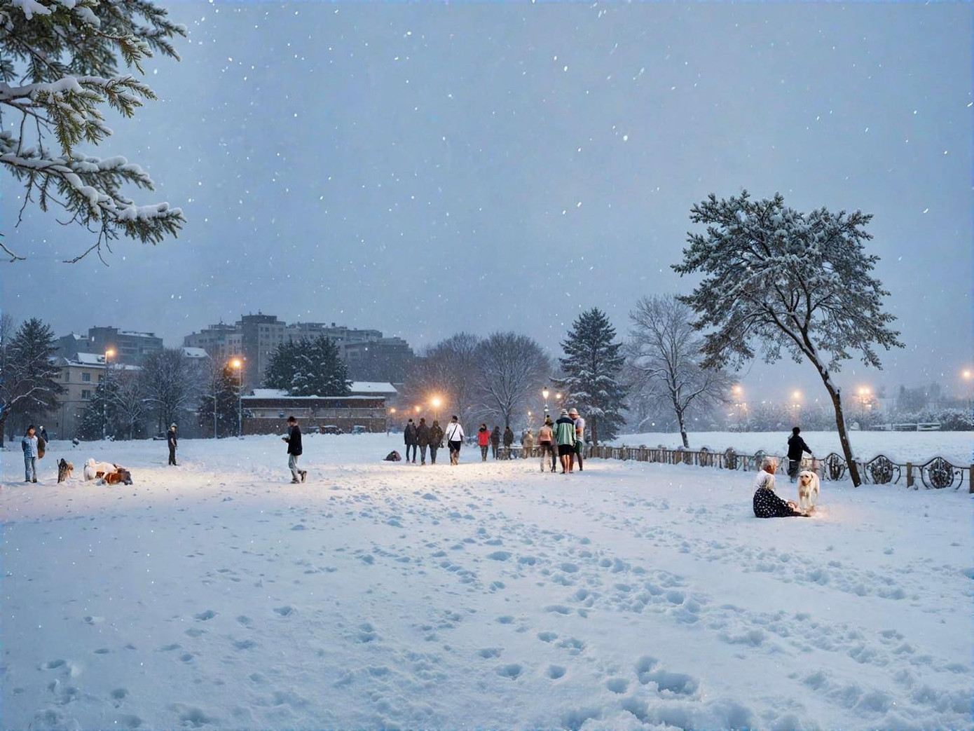 Những khung cảnh quen thuộc được bao phủ lên bởi một màu trắng của tuyết.