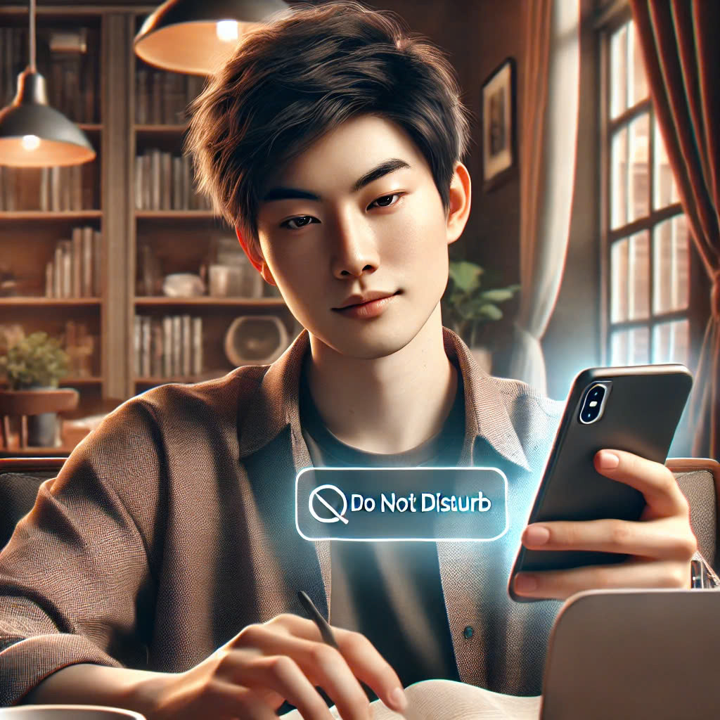 Việc đặt điện thoại ở chế độ "không làm phiền" là lời nhắc nhở về việc đặt ưu tiên cho chính mình từ các bạn trẻ. (Ảnh minh họa bởi AI)