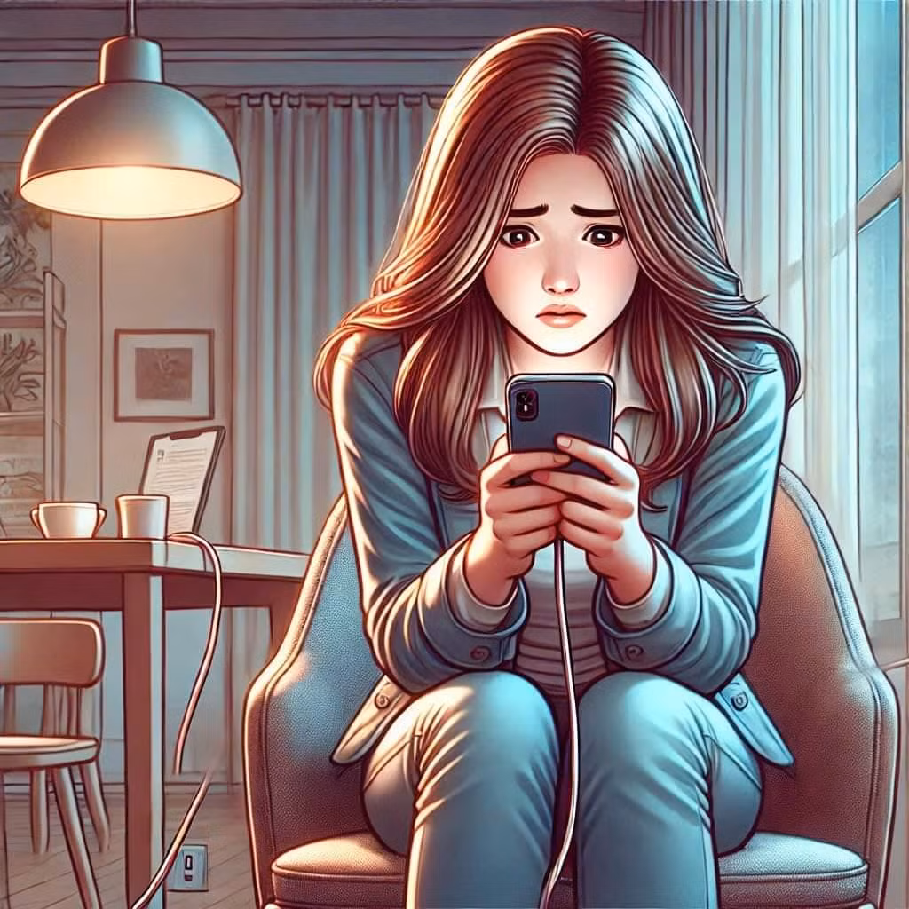 Hội chứng Nomophobia luôn gây cảm giác lo lắng, khó chịu cho người dùng khi phải rời xa chiếc điện thoại. (Ảnh minh họa bởi AI)