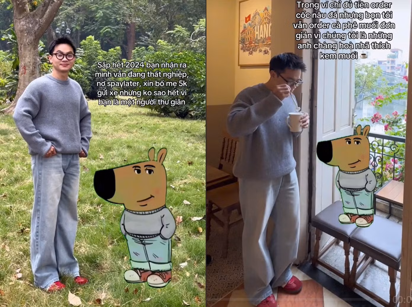 TikToker Châu Chí Lâm cũng "đu" theo trào lưu "Chill Guy". (Ảnh: lamchhh)