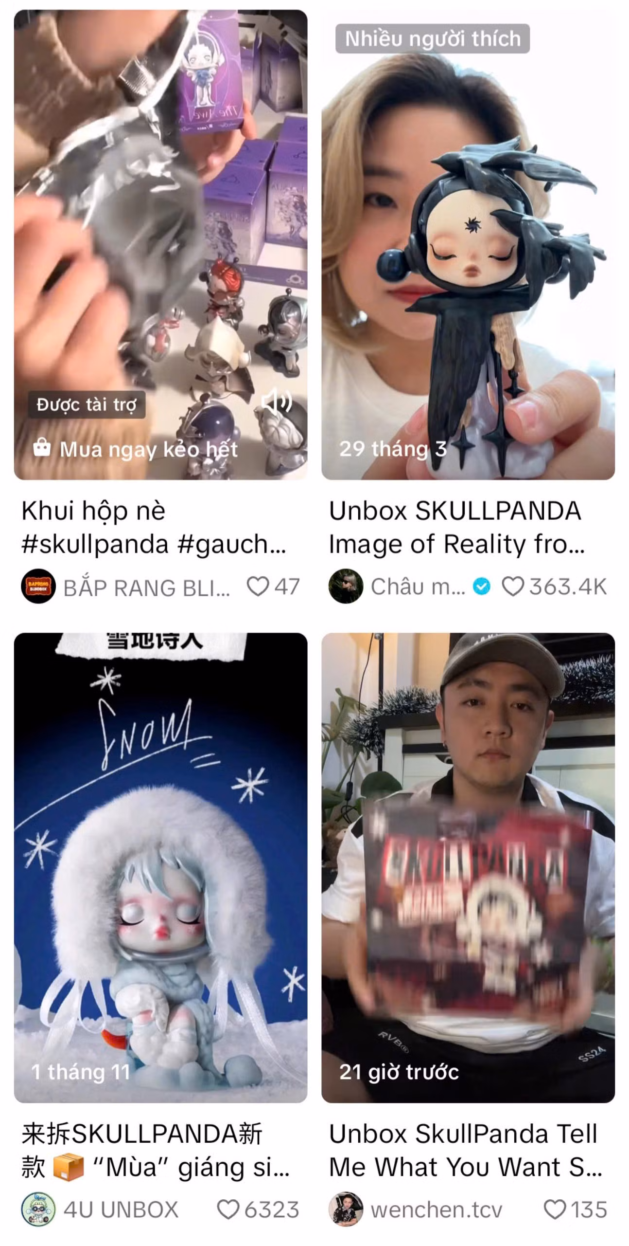 Video đập hộp SkullPanda nhận được nhiều lượt chú ý trên các trang mạng xã hội. (Ảnh chụp màn hình)