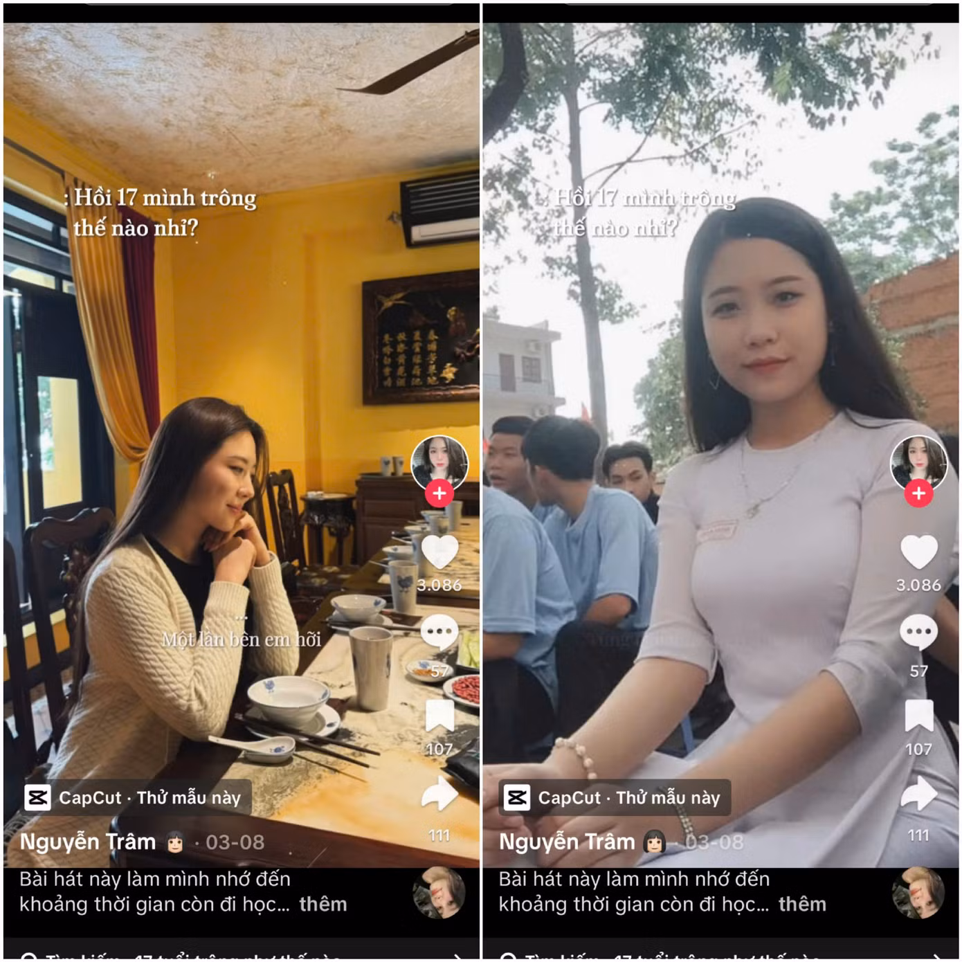 Những video TikTok đu trend "quay lại tuổi 17". (Ảnh: Chụp màn hình)