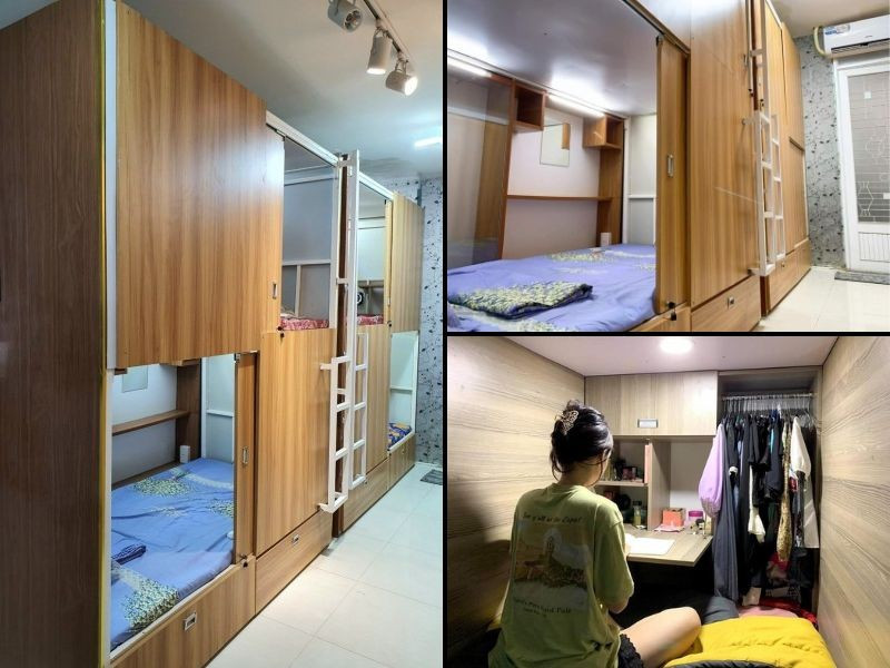 Bên trong một căn "sleep box" của sinh viên. Bên trong một căn "sleep box" của sinh viên.