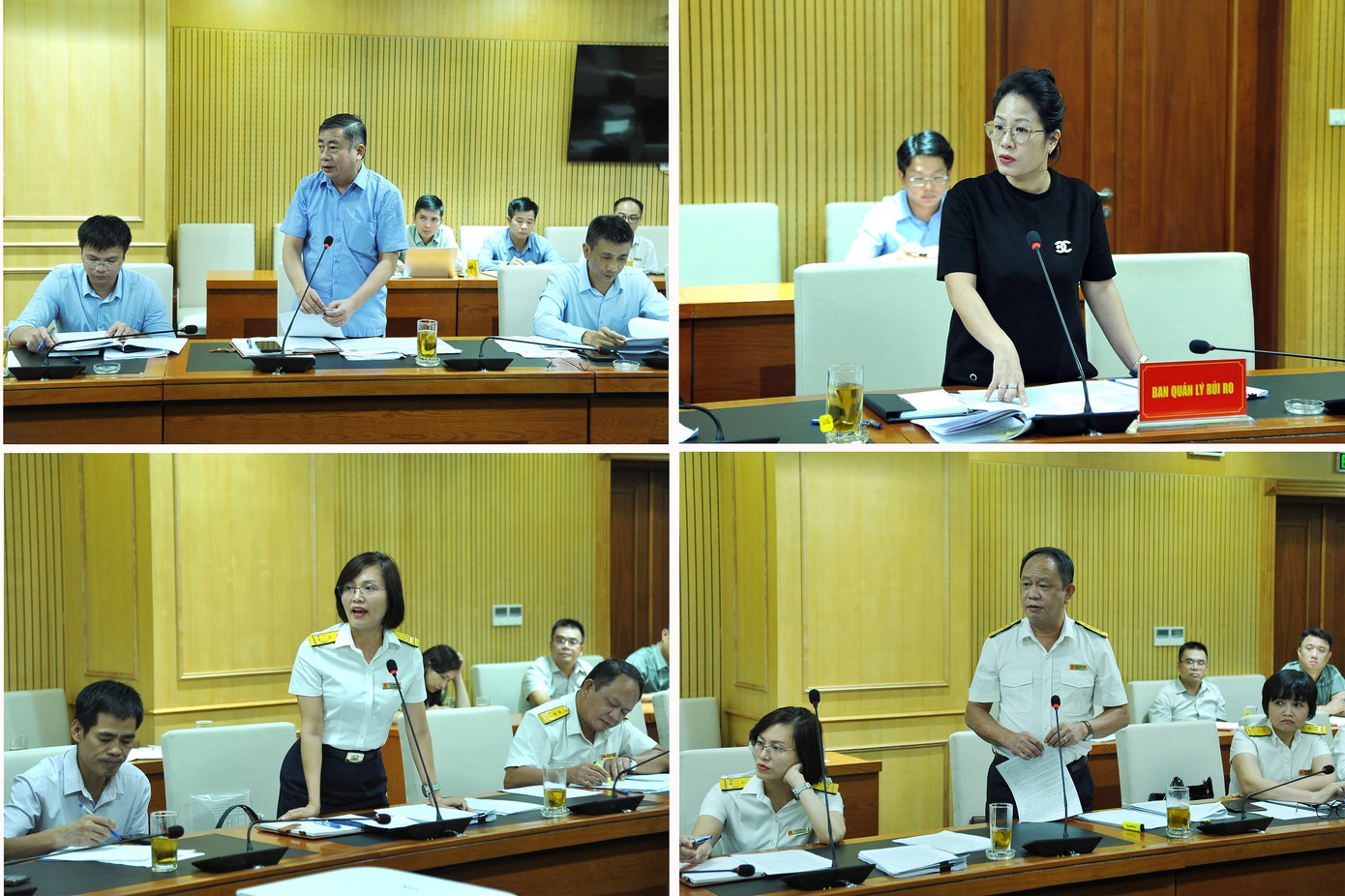 Đại biểu phát biểu trao đổi tại cuộc họp triển khai ứng dụng cảnh báo xuất hóa đơn điện tử.