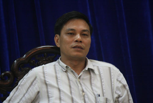 hủ tịch huyện Tiên Lãng Nguyễn Văn Tùng trong buổi gặp gỡ báo chí sáng 22/4