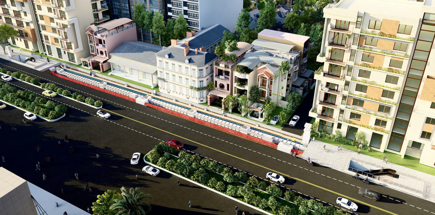 Phối cảnh hạ tầng kỹ thuật khu vực ga ngầm trước công viên Lê Thị Riêng (quận 10).