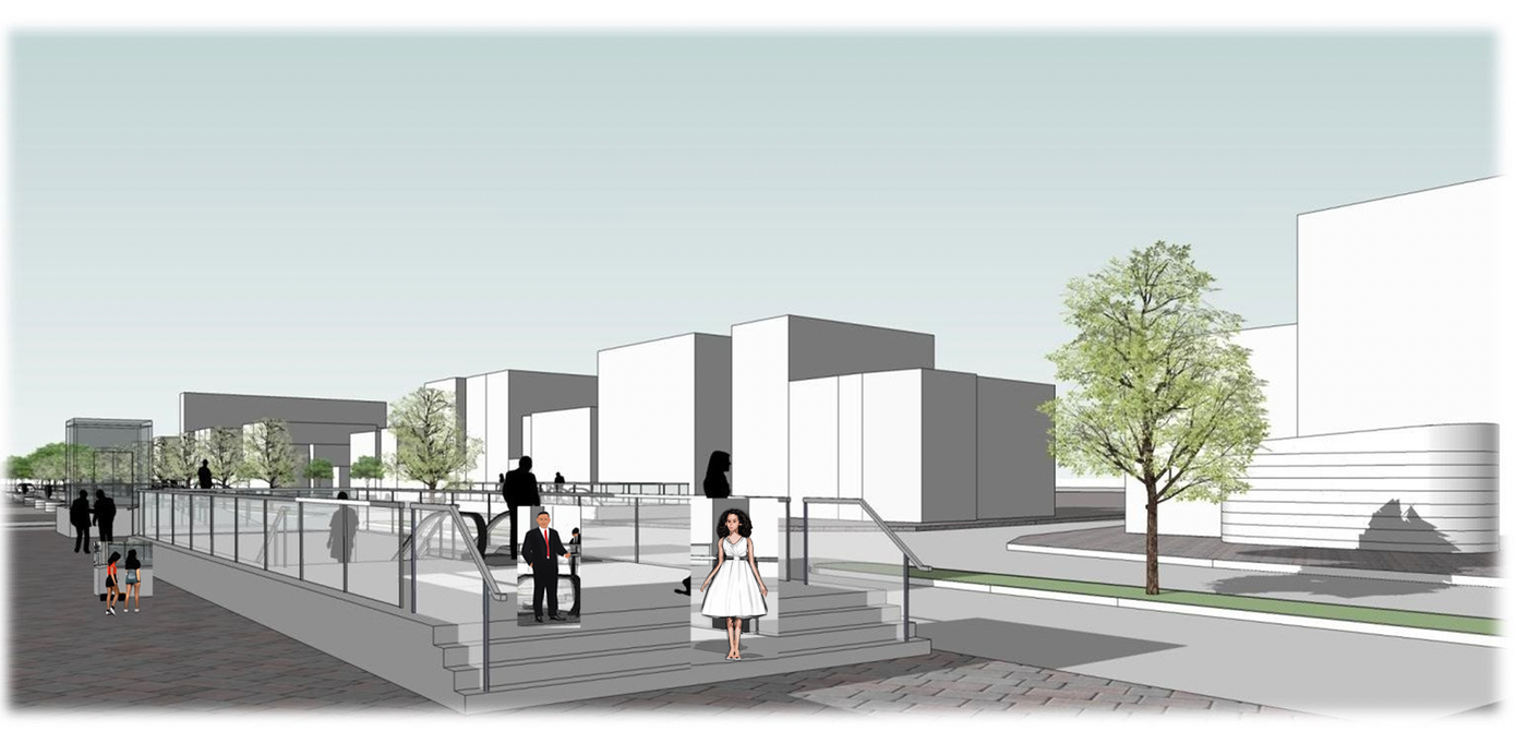 Phối cảnh lối lên, xuống nhà ga ngầm Phạm Văn Hai - ga số 6 (thuộc quận Tân Bình).