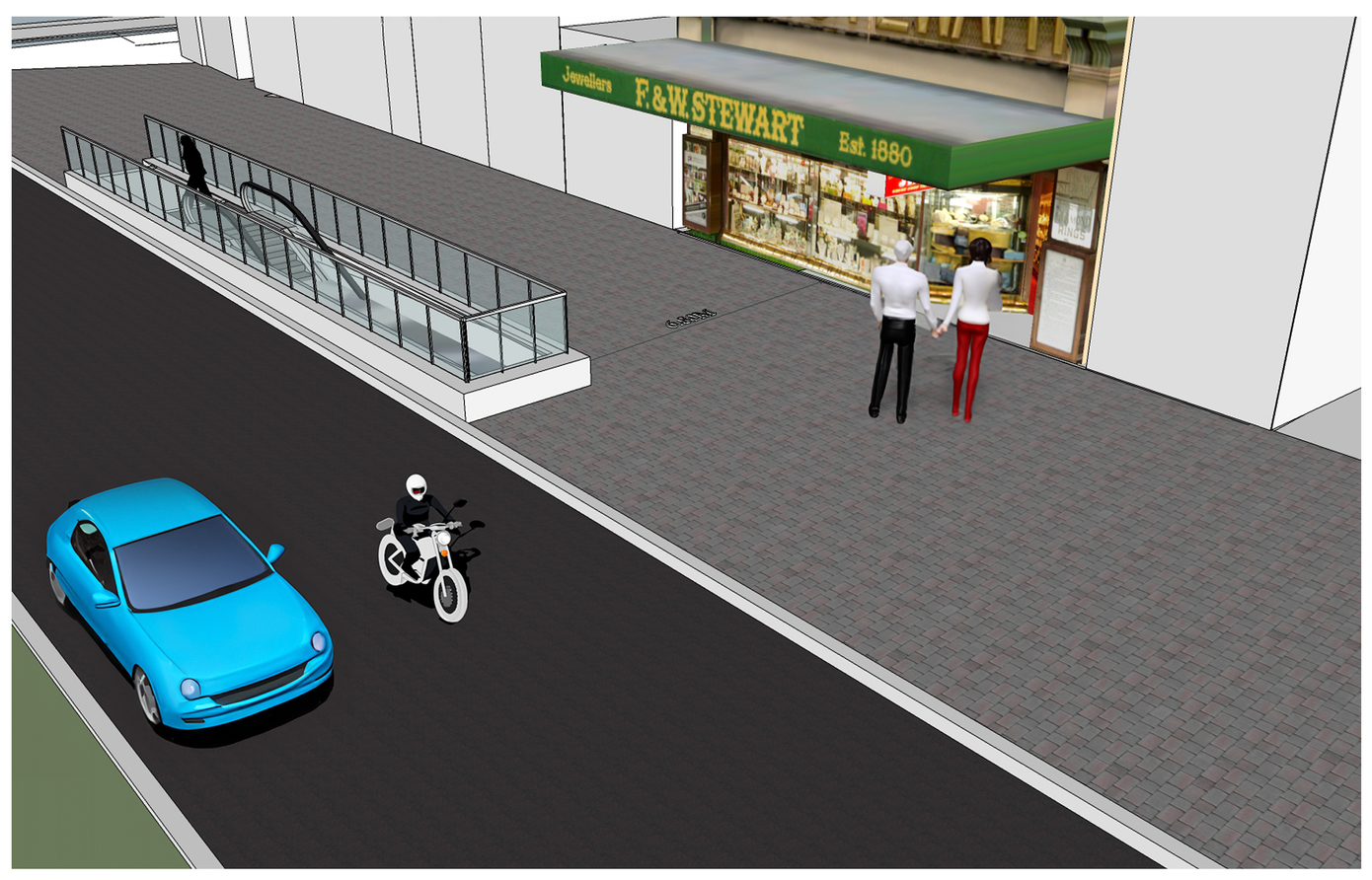 Phối cảnh phạm vi xung quanh lối lên xuống ga Phạm Văn Hai (quận Tân Bình), được phát triển theo định hướng giao thông cộng.