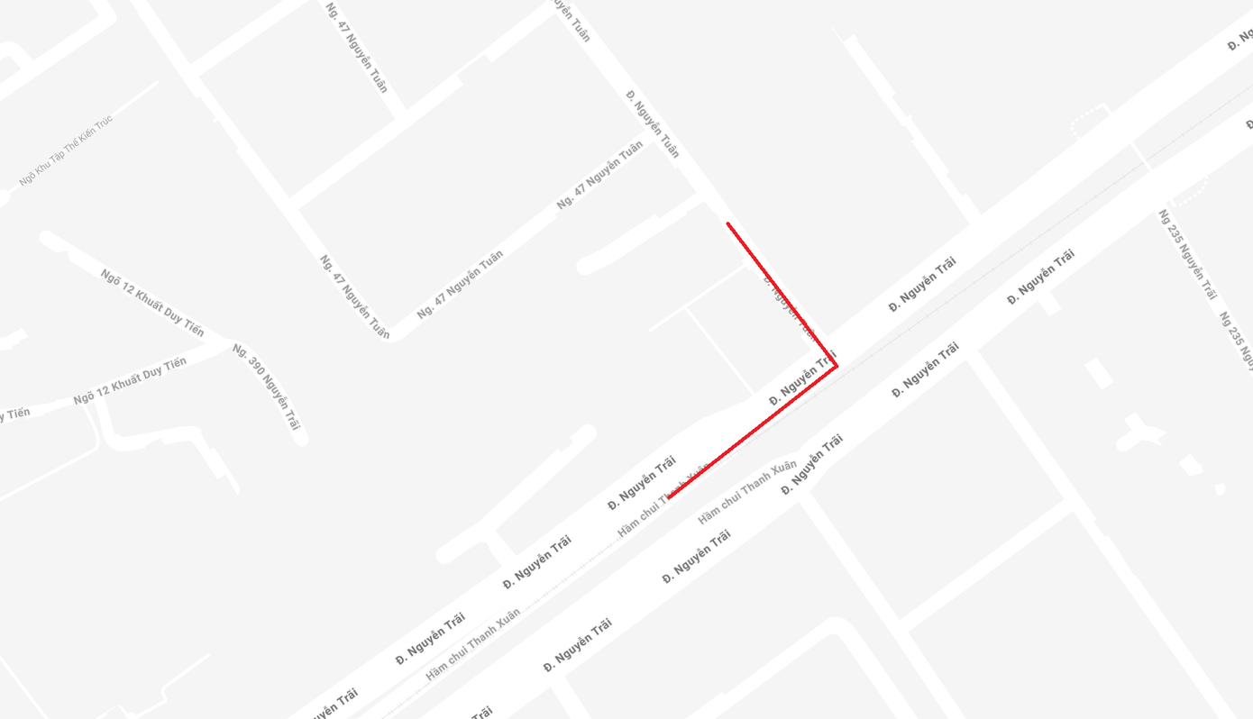 Bản đồ nút giao thông đường Nguyễn Tuân - hầm chui Thanh Xuân (Ảnh: Google Maps).