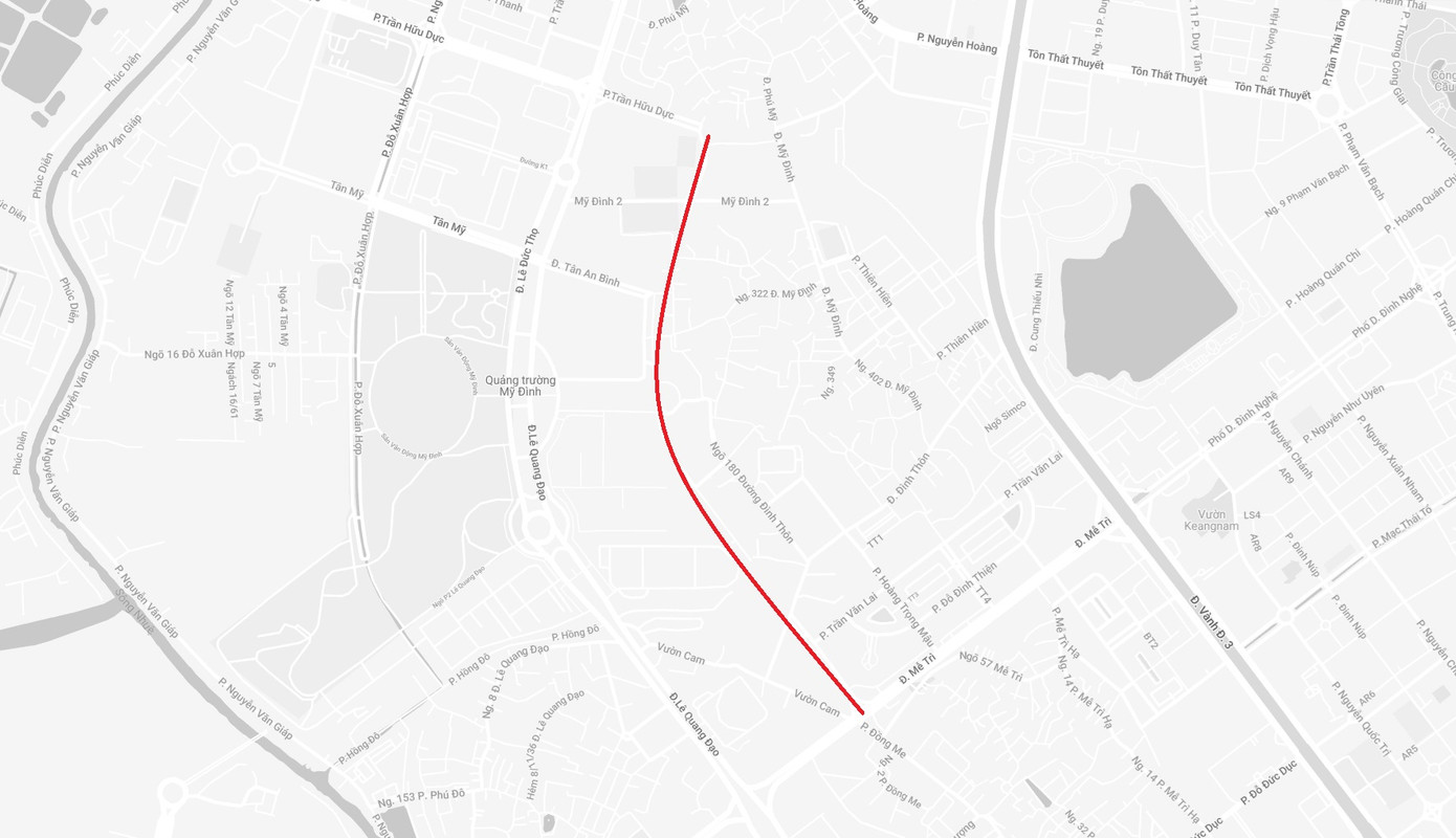 Bản đồ dự án xây dựng tuyến đường từ đường Vũ Quỳnh đến đường Lê Đức Thọ - Phạm Hùng (Ảnh: Google Maps). Bản đồ dự án xây dựng tuyến đường từ đường Vũ Quỳnh đến đường Lê Đức Thọ - Phạm Hùng (Ảnh: Google Maps).