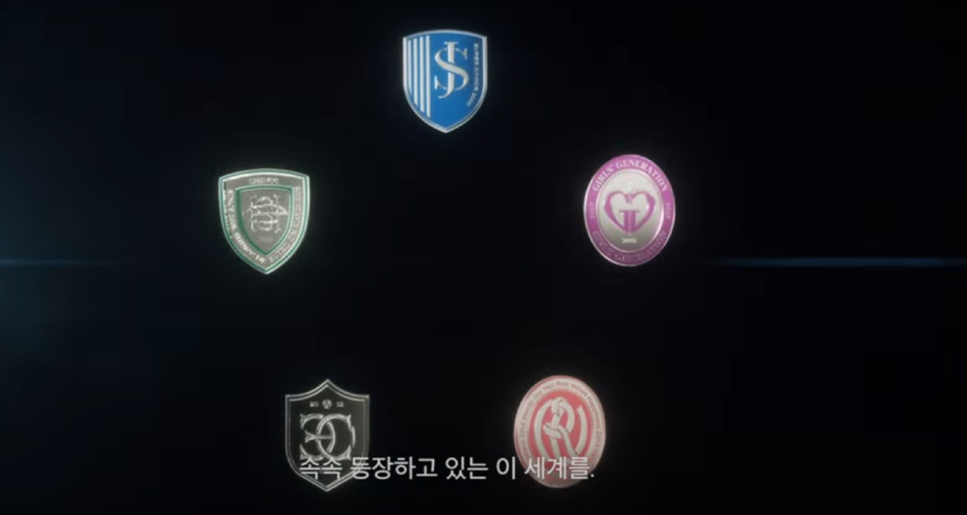 Logo của Super Junior, SNSD, SHINee, EXO, Red Velvet xuất hiện trong SM Congress 2021.