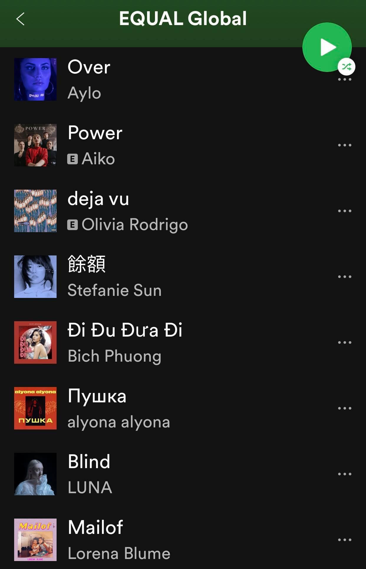 Bản hit Đi Đu Đưa Đi trong playlist EQUAL Global