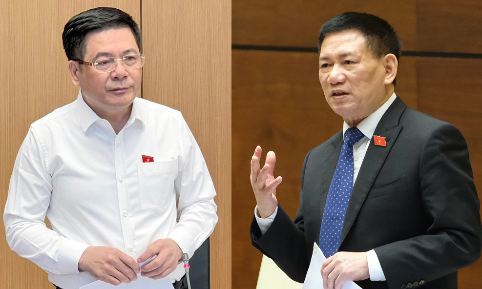 Bộ trưởng Bộ Công thương Nguyễn Hồng Diên (trái) và Bộ trưởng Bộ Tài chính Hồ Đức Phớc. Bộ trưởng Bộ Công thương Nguyễn Hồng Diên (trái) và Bộ trưởng Bộ Tài chính Hồ Đức Phớc.