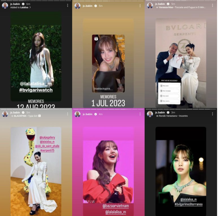 Ông Jean-Christophe Babin thể hiện sự ủng hộ Lisa trên Instagram cá nhân.