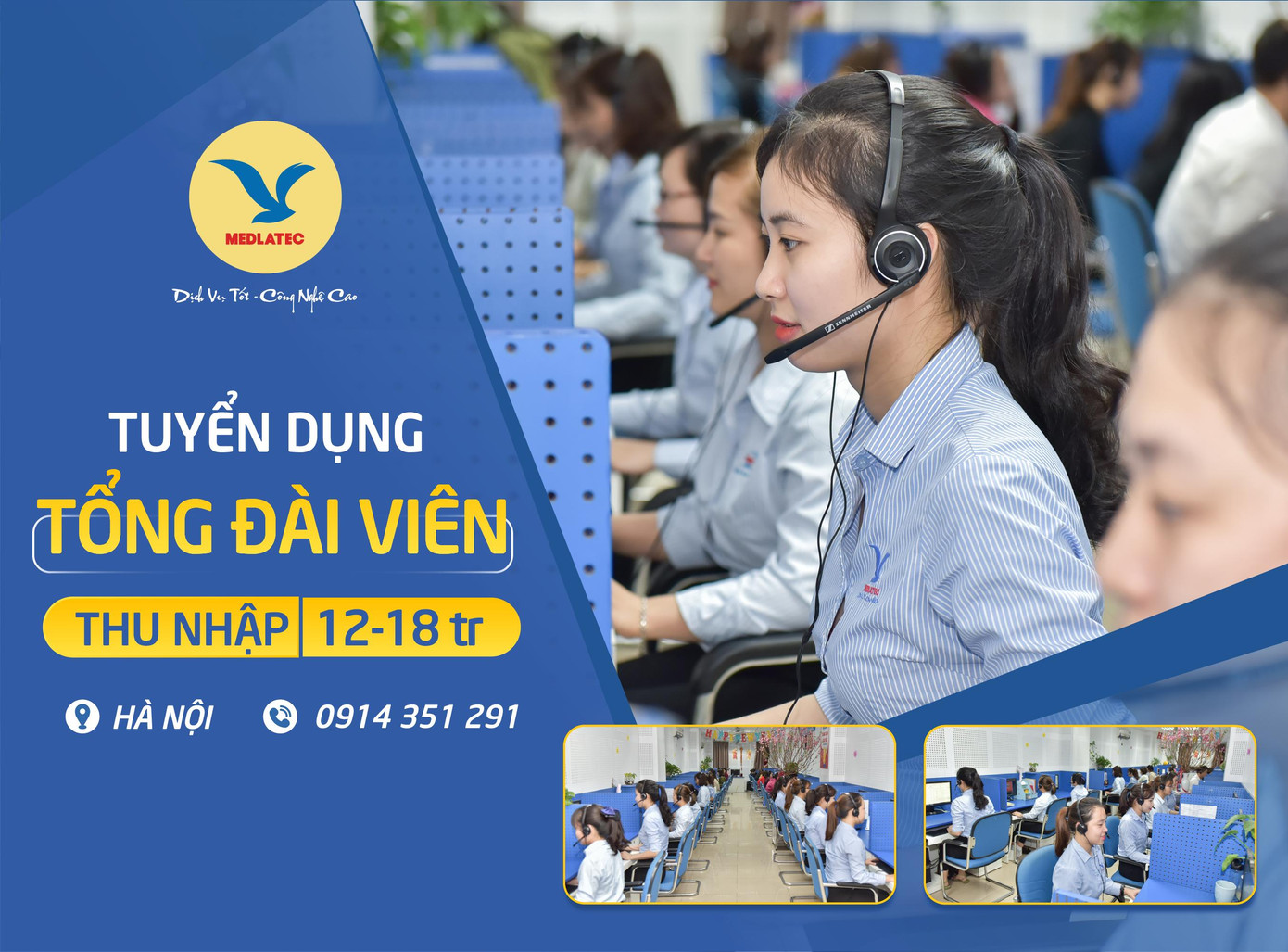 Các tổng đài viên full time trong giờ làm việc tại MEDLATEC Các tổng đài viên full time trong giờ làm việc tại MEDLATEC