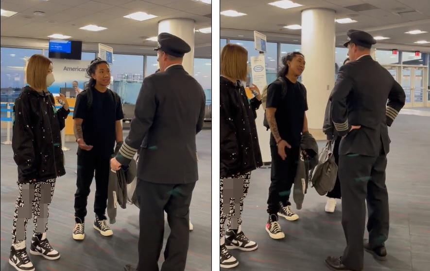 Soda cố gắng thuyết phục nhân viên của American Airlines để được bay đúng giờ nhưng không thành. Soda cố gắng thuyết phục nhân viên của American Airlines để được bay đúng giờ nhưng không thành.