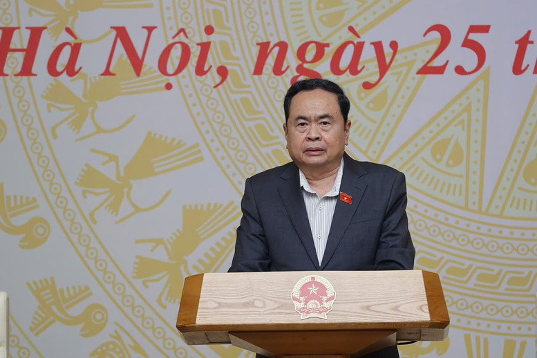 Chủ tịch Quốc hội Trần Thanh Mẫn phát biểu tại hội nghị. Ảnh: VGP.