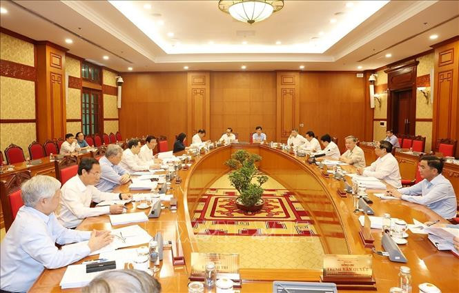 Tổng Bí thư, Chủ tịch nước Tô Lâm chủ trì họp Bộ Chính trị, Ban Bí thư. Ảnh: Trí Dũng/TTXVN.