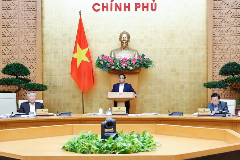 Thủ tướng Phạm Minh Chính phát biểu tại cuộc họp. Ảnh: VGP. Thủ tướng Phạm Minh Chính phát biểu tại cuộc họp. Ảnh: VGP.