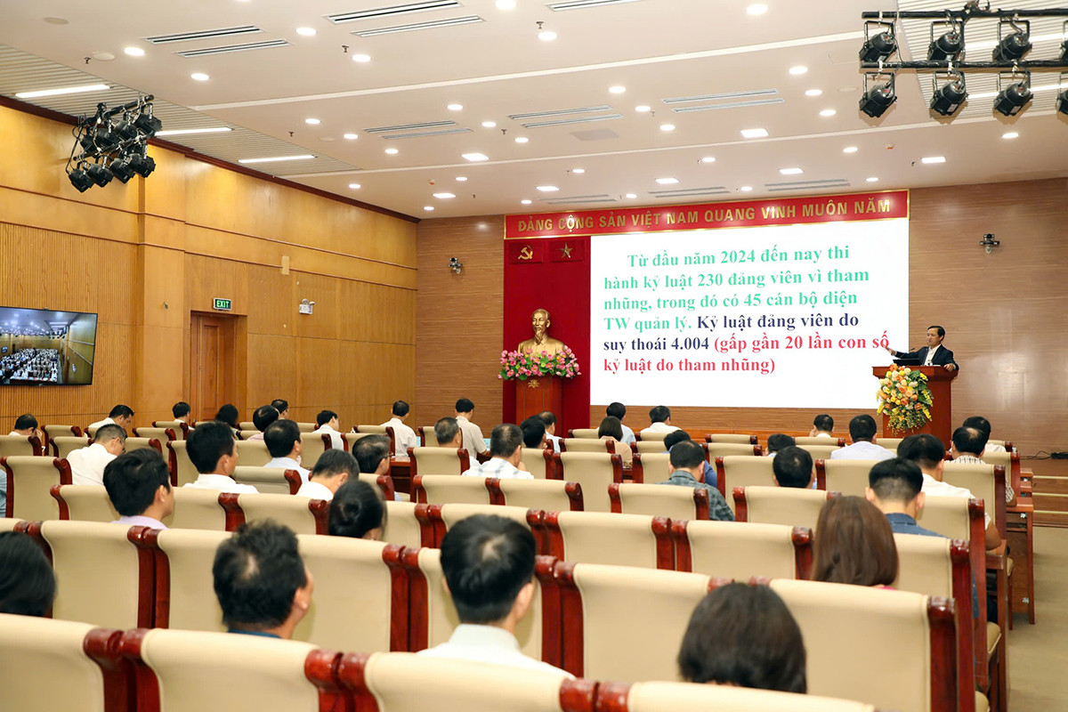 Toàn cảnh hội nghị tại Đảng uỷ Khối các cơ quan T.Ư. (Ảnh: PV)