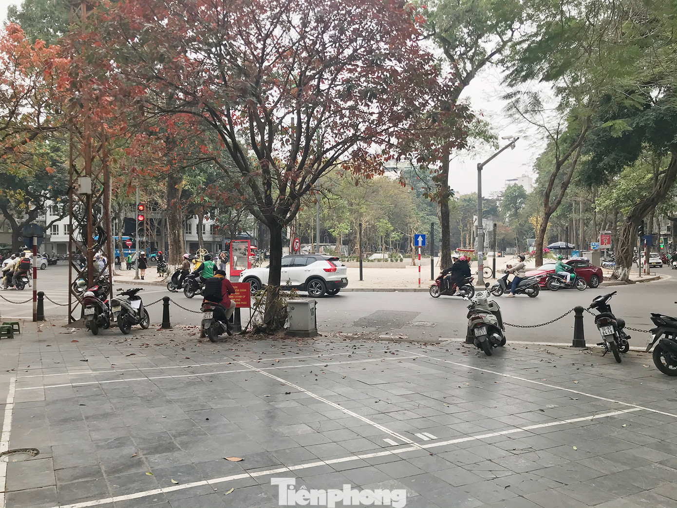 Vườn hoa Vạn Xuân nhìn từ chân Tháp nước Hàng Đậu. Ảnh: Trường Phong.