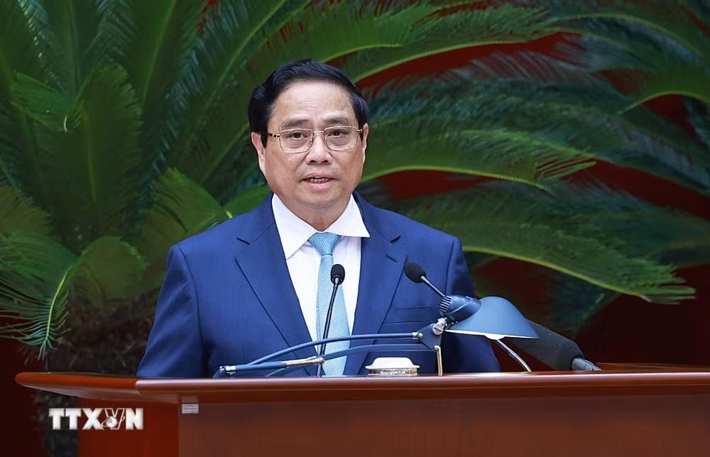 Ủy viên Bộ Chính trị, Thủ tướng Chính phủ Phạm Minh Chính phát biểu. Ảnh: Dương Giang/TTXVN.