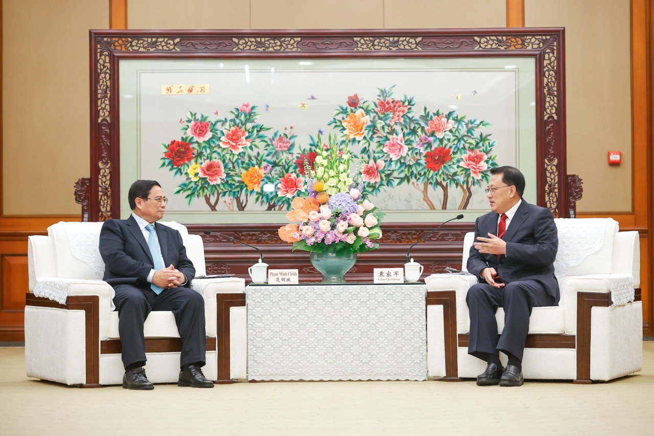 Thủ tướng Chính phủ Phạm Minh Chính hội kiến ông Viên Gia Quân, Ủy viên Bộ Chính trị Trung ương Đảng Cộng sản Trung Quốc, Bí thư Thành ủy Trùng Khánh. Ảnh: Nhật Bắc. Thủ tướng Chính phủ Phạm Minh Chính hội kiến ông Viên Gia Quân, Ủy viên Bộ Chính trị Trung ương Đảng Cộng sản Trung Quốc, Bí thư Thành ủy Trùng Khánh. Ảnh: Nhật Bắc.