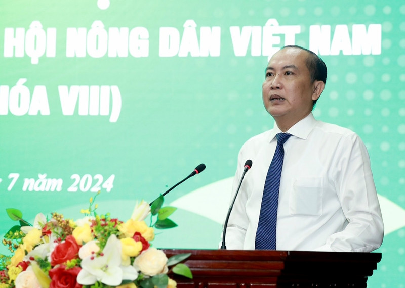 Phó Chủ tịch Trung ương Hội Nông dân Việt Nam Phan Như Nguyện phát biểu nhận nhiệm vụ. Ảnh: PV.