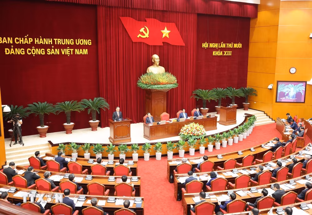 Phiên khai mạc Hội nghị lần thứ 10 Ban Chấp hành Trung ương Đảng Cộng sản Việt Nam khoá XIII. Ảnh: Dương Giang/TTXVN.