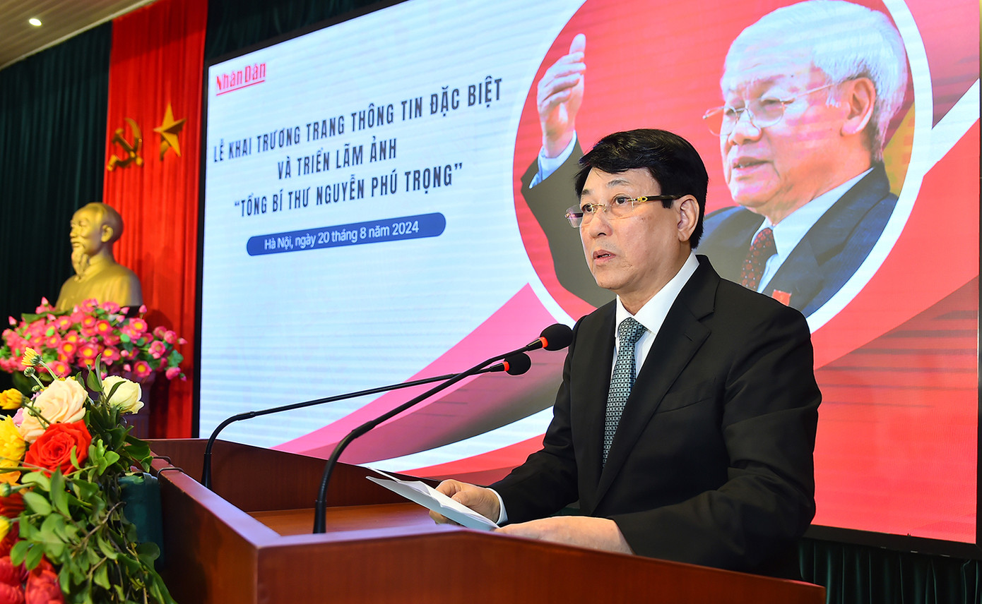 Thường trực Ban Bí thư Lương Cường phát biểu tại buổi lễ. Ảnh: Nhật Minh.