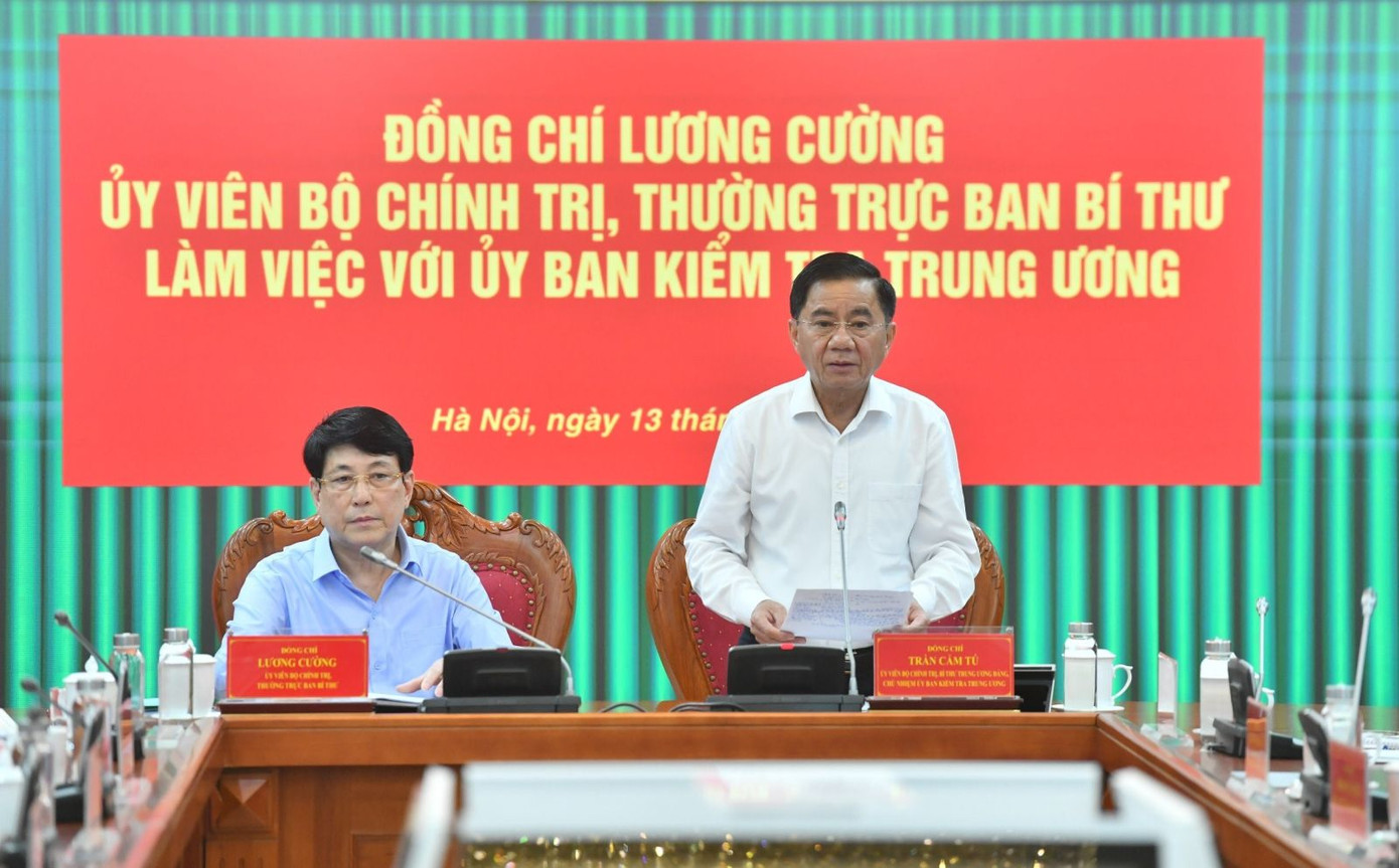 Chủ nhiệm UBKT Trung ương Trần Cẩm Tú phát biểu tại buổi làm việc. Ảnh: PV. Chủ nhiệm UBKT Trung ương Trần Cẩm Tú phát biểu tại buổi làm việc. Ảnh: PV.