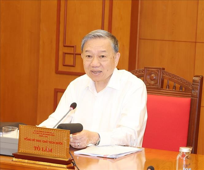 Tổng Bí thư, Chủ tịch nước Tô Lâm phát biểu kết luận cuộc họp. Ảnh: TTXVN.